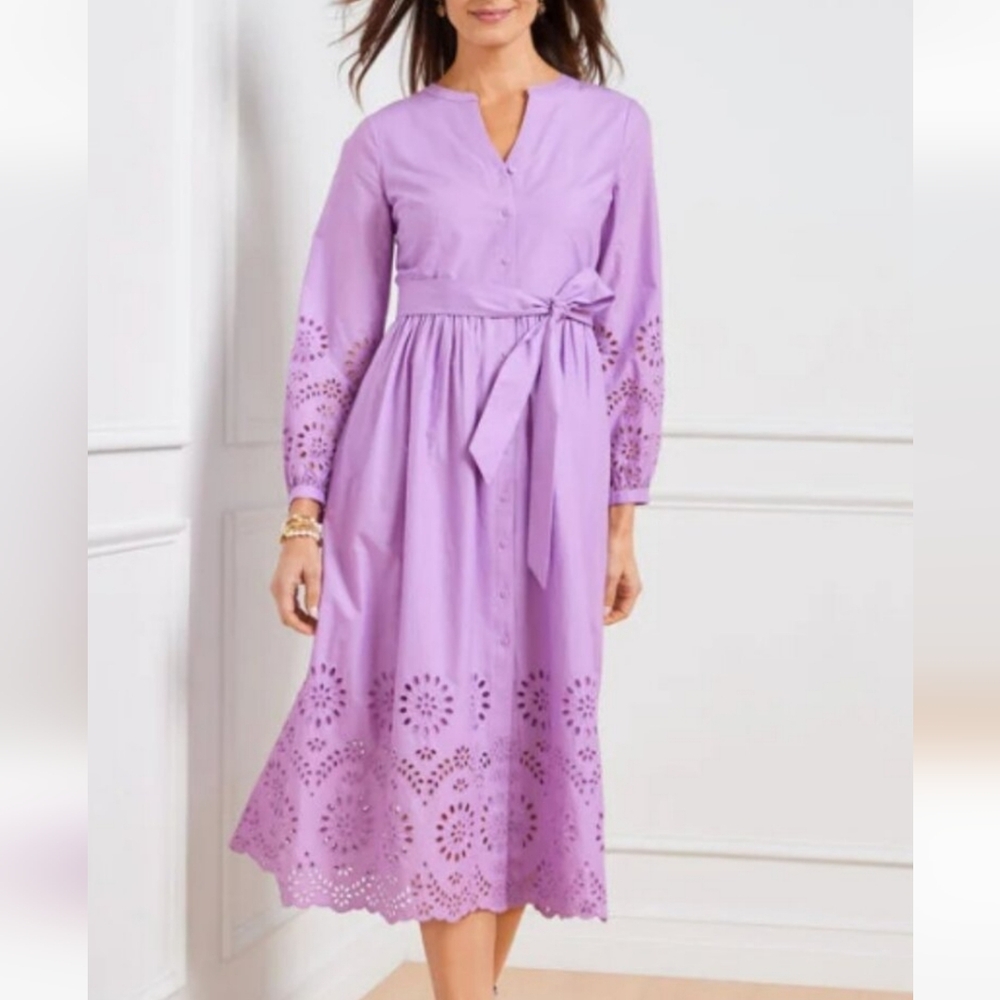 Talbots Elegant Lavender Eyelet Dress NWT